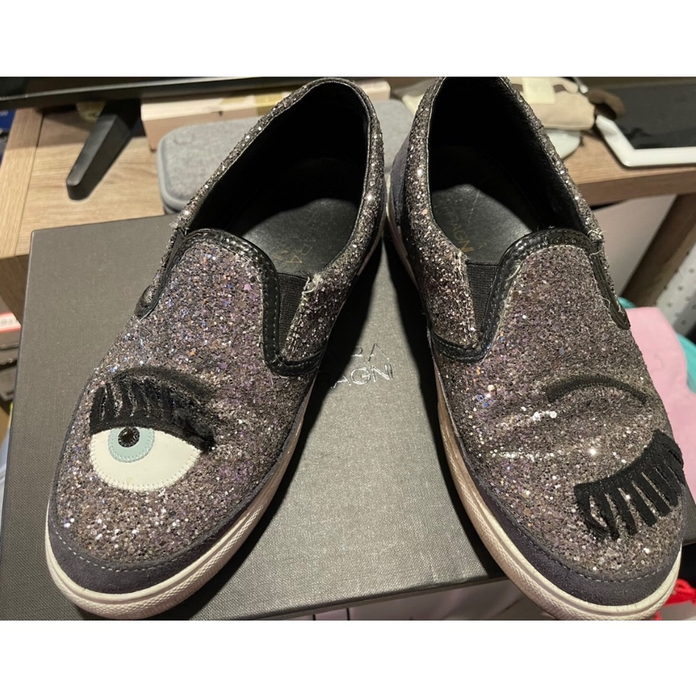 Chiara Ferragni Glitter Wink Slip On Sneakers US 7
